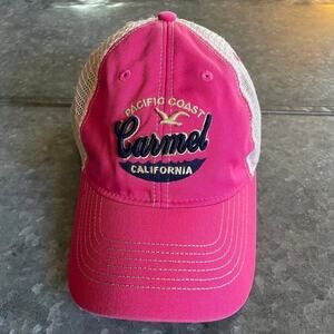 Vintage Carmel Sea California Pacific Coast Legacy Pink Snapback Mesh Hat Y2K